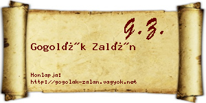Gogolák Zalán névjegykártya